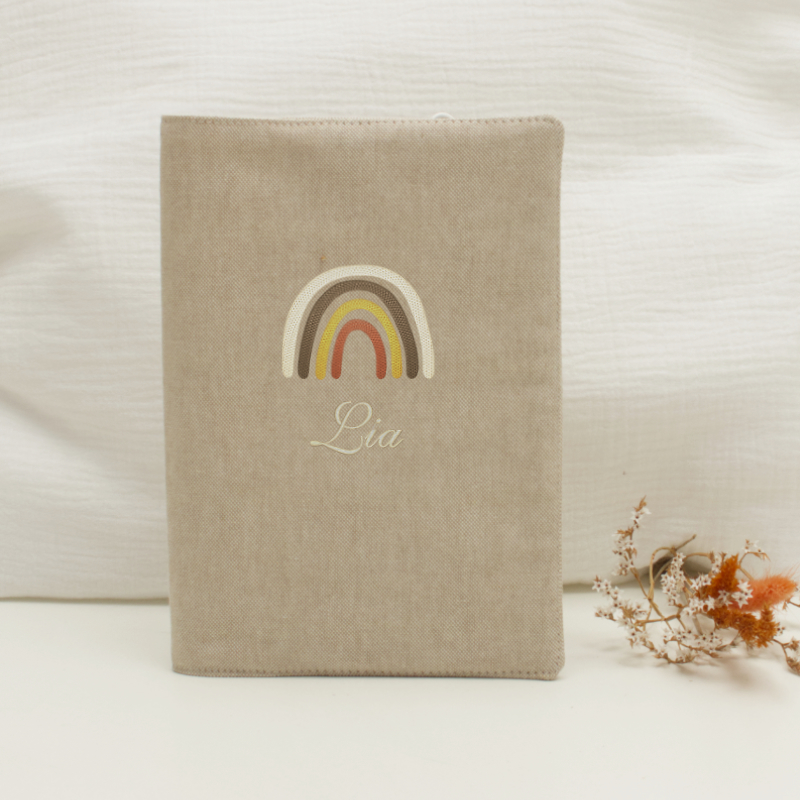Notizbuch, Journal, Beige, Regenbogen, personalisiert