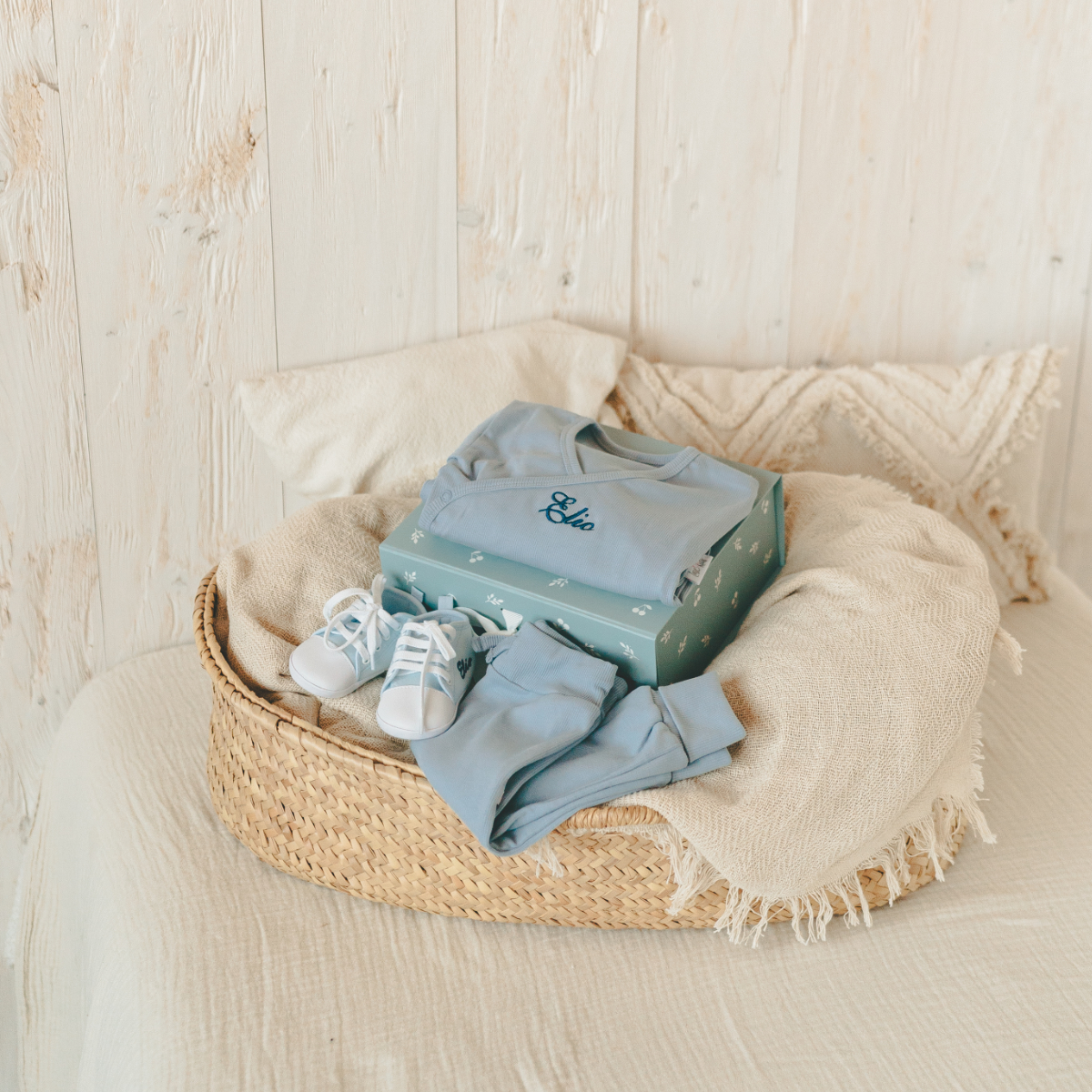 Babykleidung, Babyoutfit, Blau, Body, Schuhe