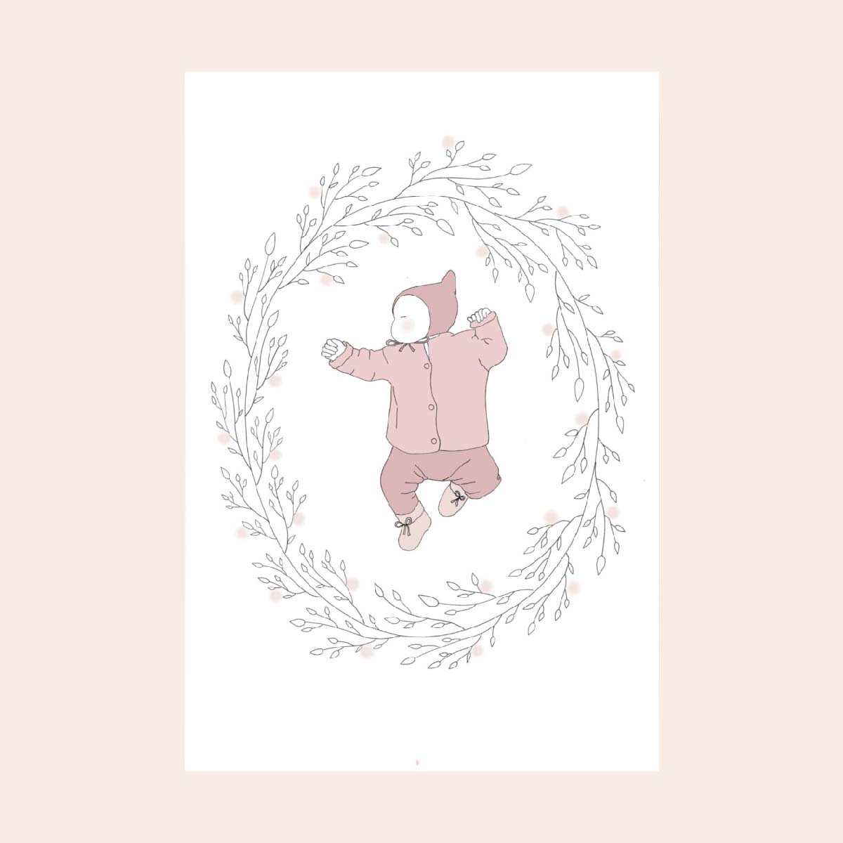 baby, outfit, pink, winter, illustration