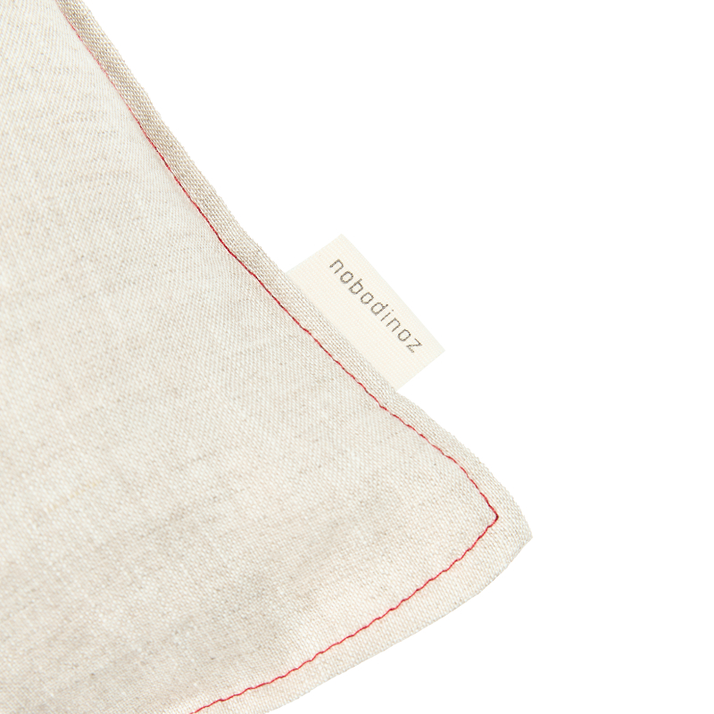 kissen, beige, leinen, stichrot, sticker-nobodinz