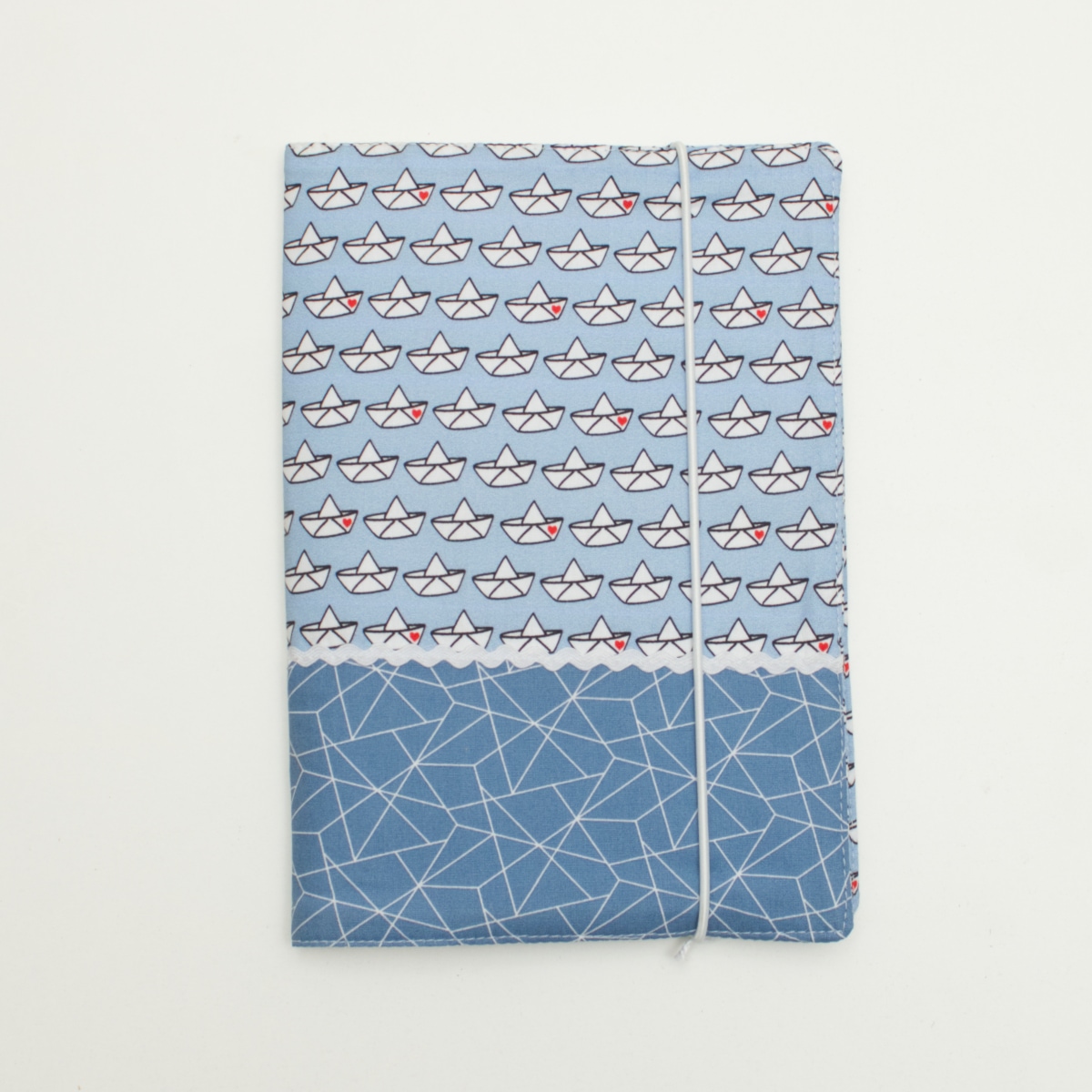 Notebook, Patchwork, Bootpattern?, Boat pattern, Elastic closure, Folded journal