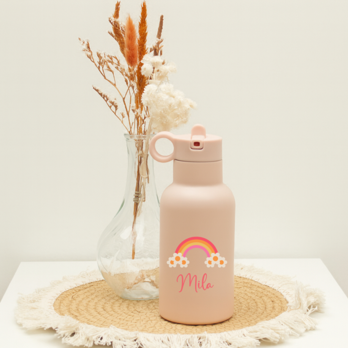Trinkflasche, Sportflasche, roségold?, personalisierte Flasche, Regenbogen-Aufdruck