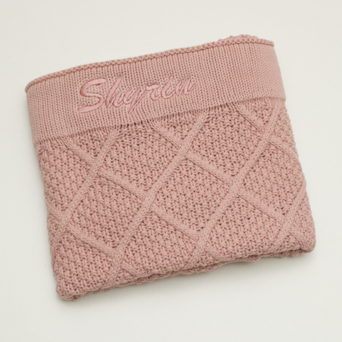 Strickbeutel,  Rosa,  Musterstrick,  Bord mit Stickerei,  Strukturmaterial