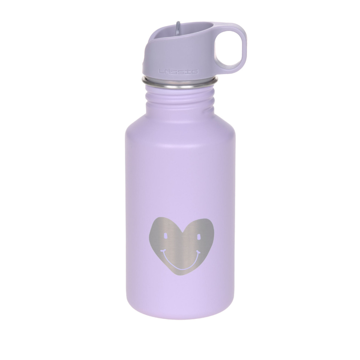 Trinkflasche, Lavendel, Metallisch, Herz-Print, Schraubdeckel