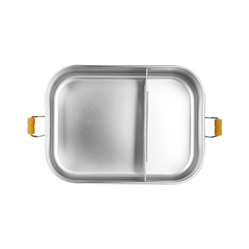 Lunchbox, Metall, Zweigeteilte Box, Teilung, Gelbe Griffe