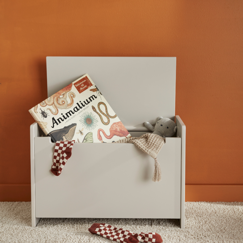 Kinderbuch, Weltkarte, Tiermotive, Kuschelfigur, Aufbewahrungskiste