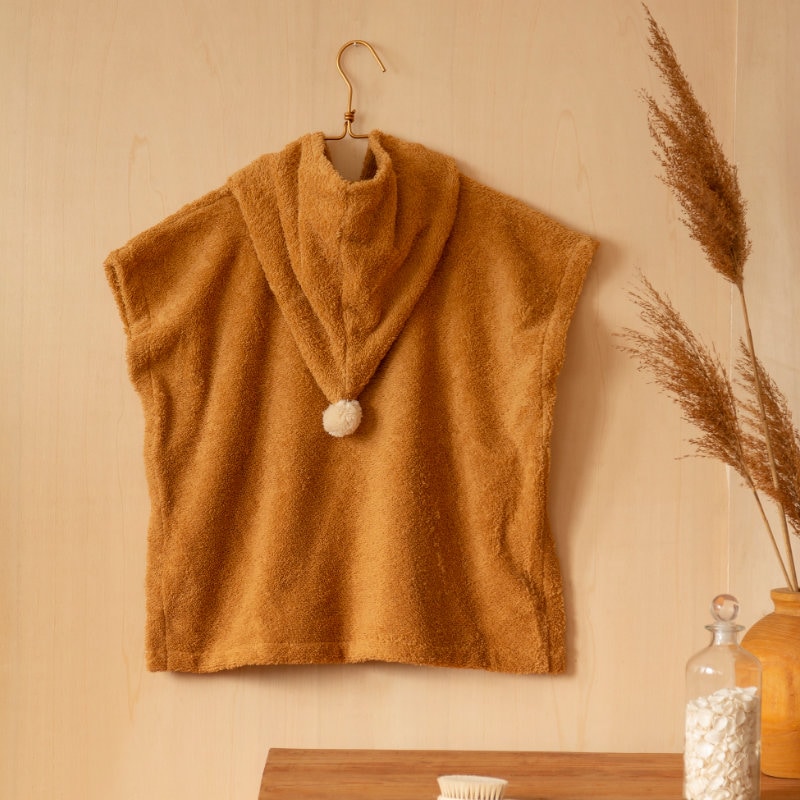 poncho, tuchponcho, baumwolle, braun, kuschelig