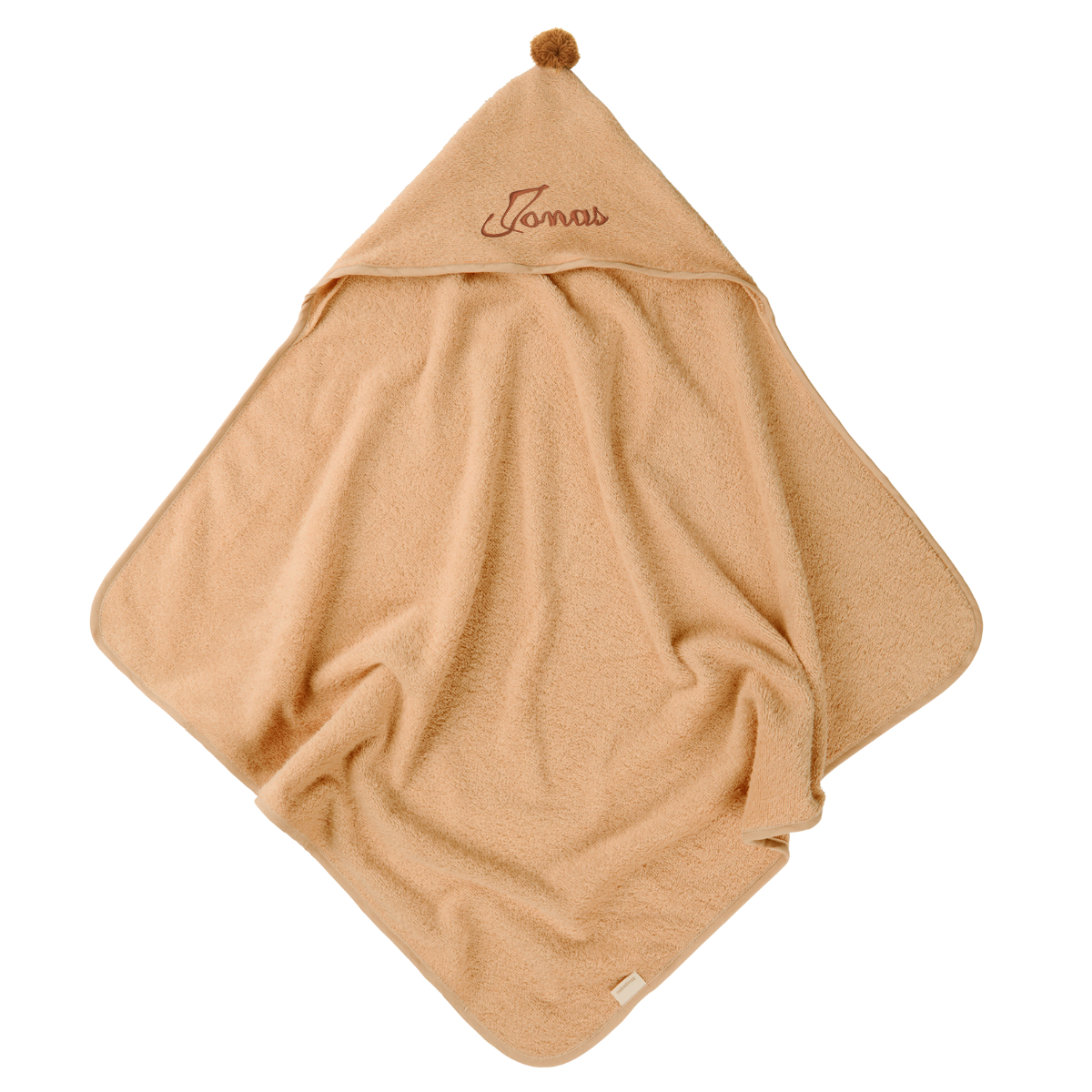 Tuch, mit Kapuze, Beige, Plüsch, Monogramm