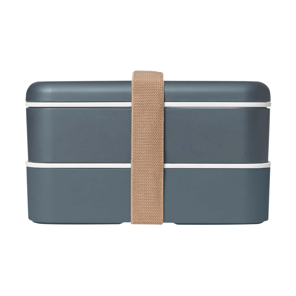 Lunchbox, Lebensmitteldose, Rechteckig, Blau-Grau, Bandverschluss
