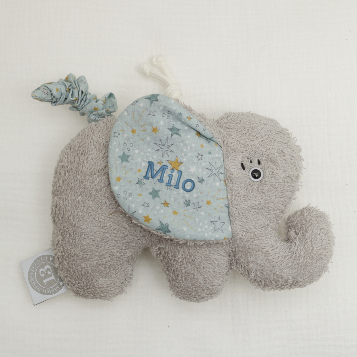 Plush-Elefant, Baby-Spielzeug, Grau, Sterne Muster, Milo