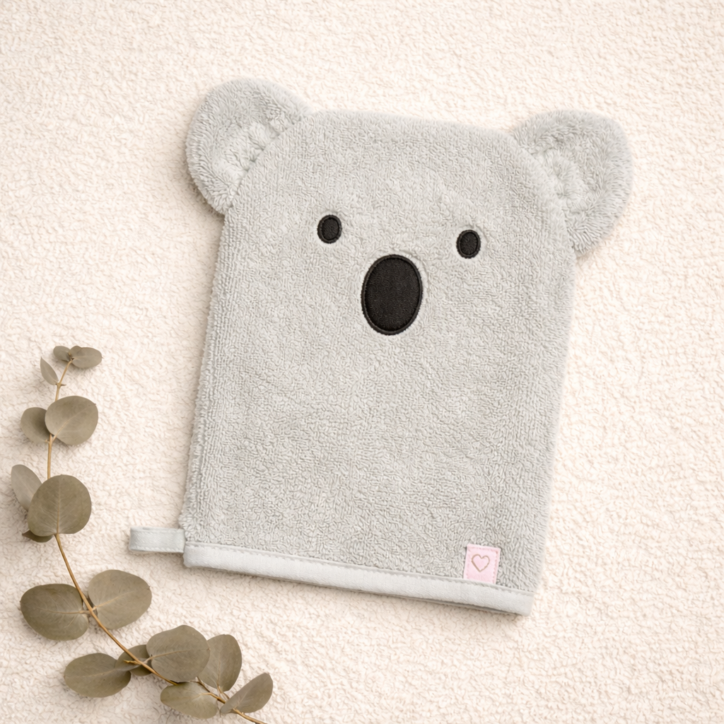 Kuscheltuch, Baby-Handtuch, Gehäkelte, Koala-Design, Grau
