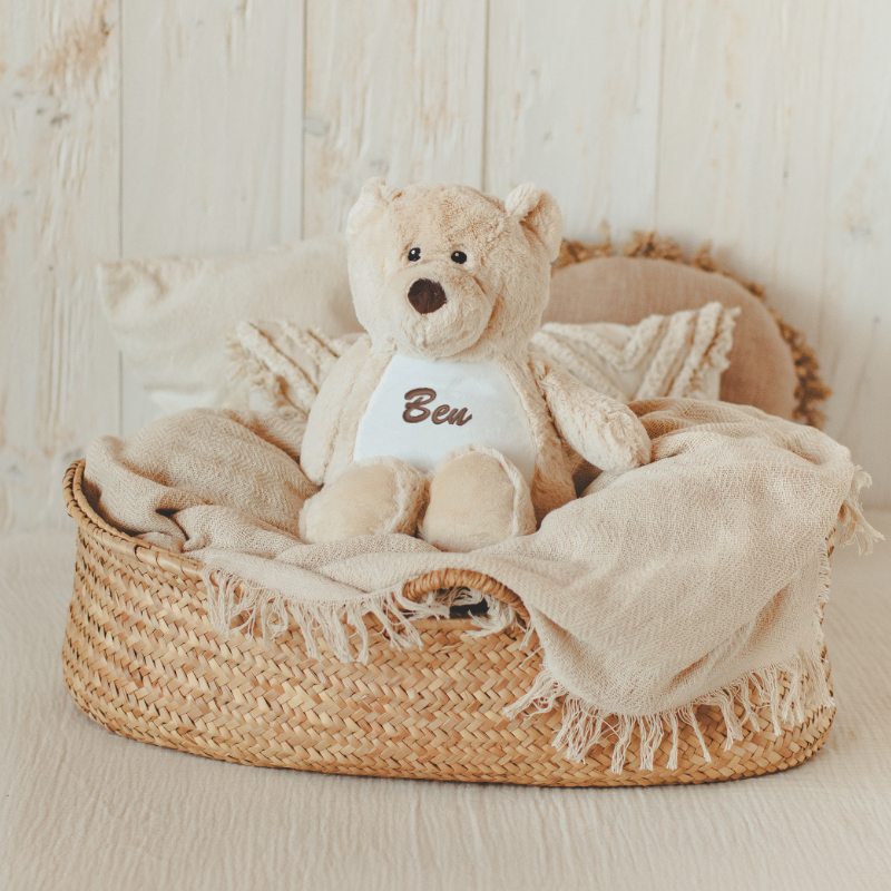 Plüschfigur, Teddy, Teddybär, Plüschbär, Korbtäschchen