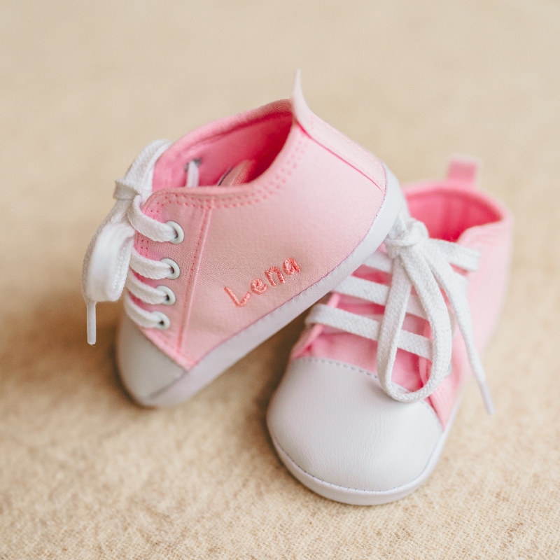 Baby Schuhe, Pink, Schnürsenkel, Weiche Sohle, Lederoptik