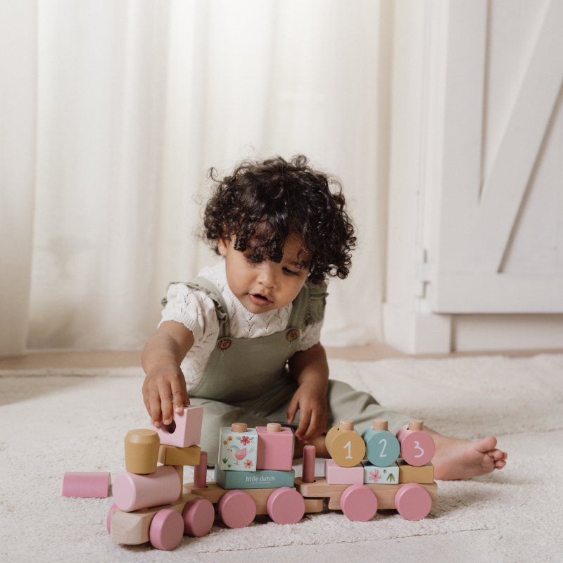 Holzspielzeug, Zugset, rosa Blöcke, Baby, Kinder Spielzeug