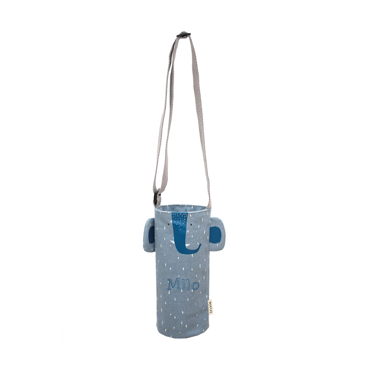 Kinderflasche, Trinkflasche, Seegrüner Stoff, Perlennaht?, Halsband?, Maß?, Miloj?
