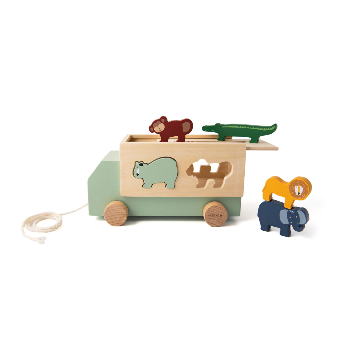 Holzwagen, Tierpuzzle, Holzspielzeug, Afrifen, Lokomotiv
