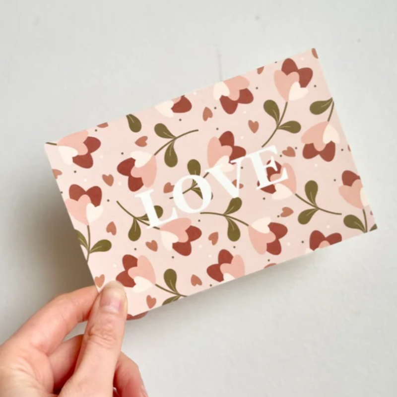 karte, valentinstag, muster, blumen, rosa