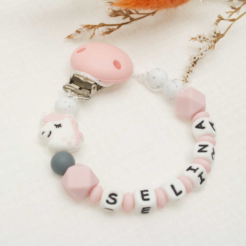 baby, Armband, Schnullerclip, rosa, Perlen