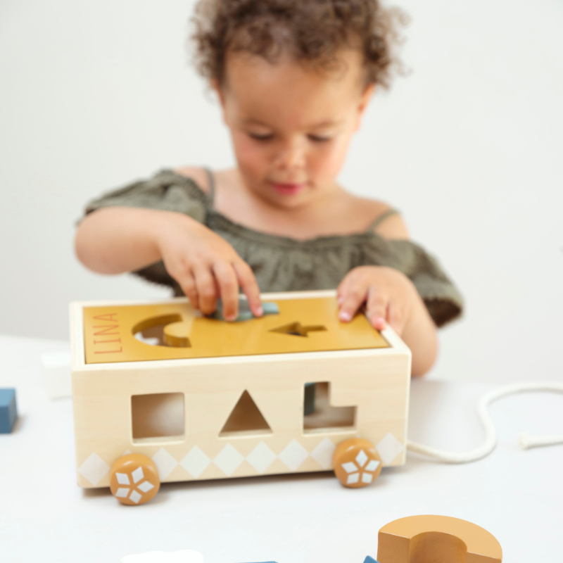 Holzspielzeug, Formenpuzzle, Lernspielzeug, Holzwagen, Kinderauto