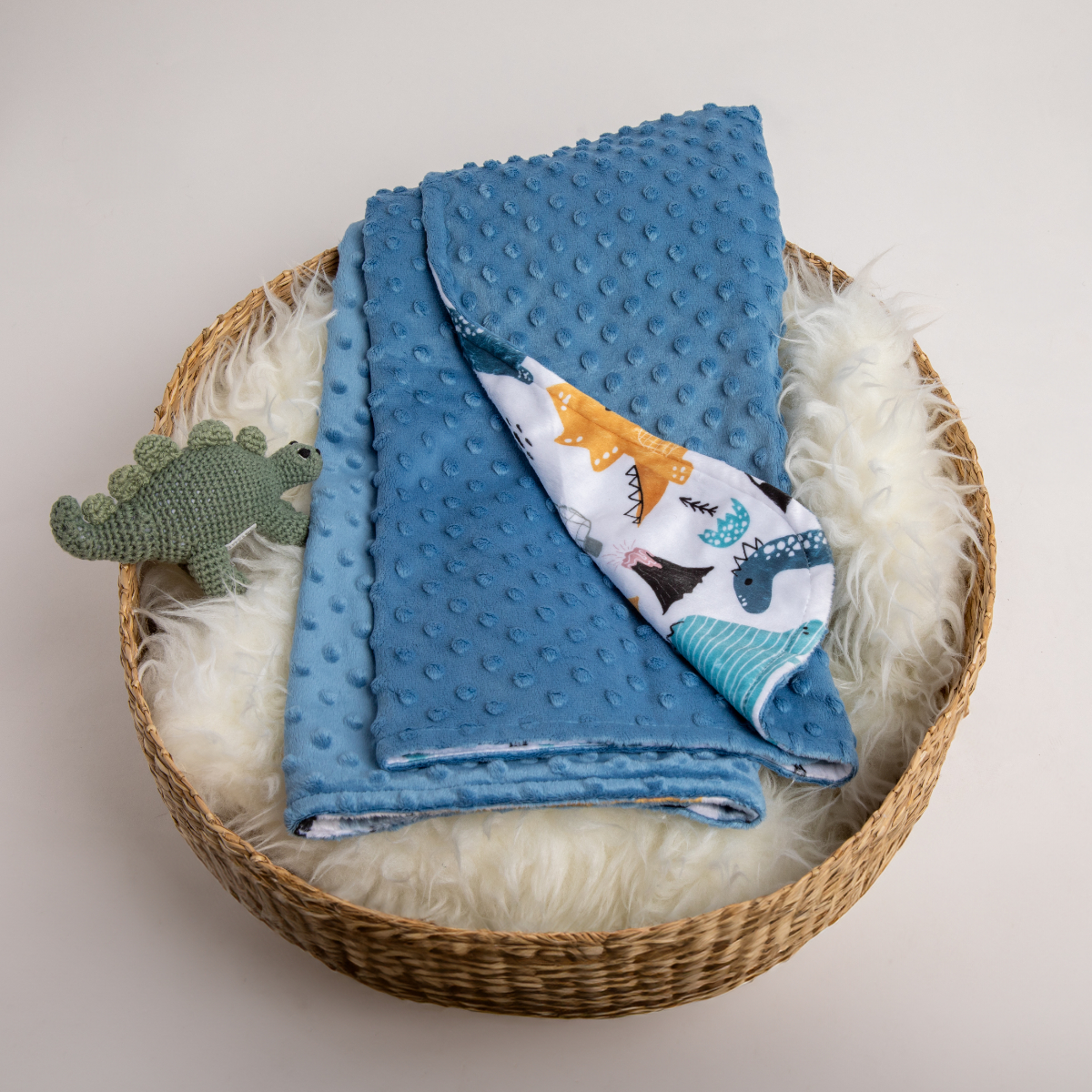 Decke, Babydecke, Minky, Drachenmuster, Gestreift