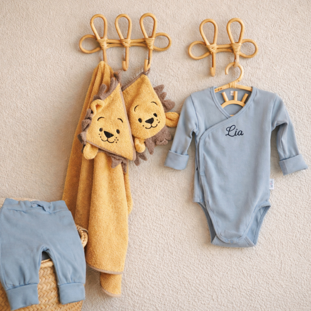 Baby-robe, Hooded-towel, Blue-onesie, Animal-blanket, Towel-set