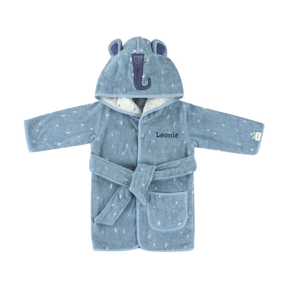 Baby-Robe, Kapuzenn Robe, Elefanten-Kapuzenmantel, Blaues Handtuch, Personalisierte Robe