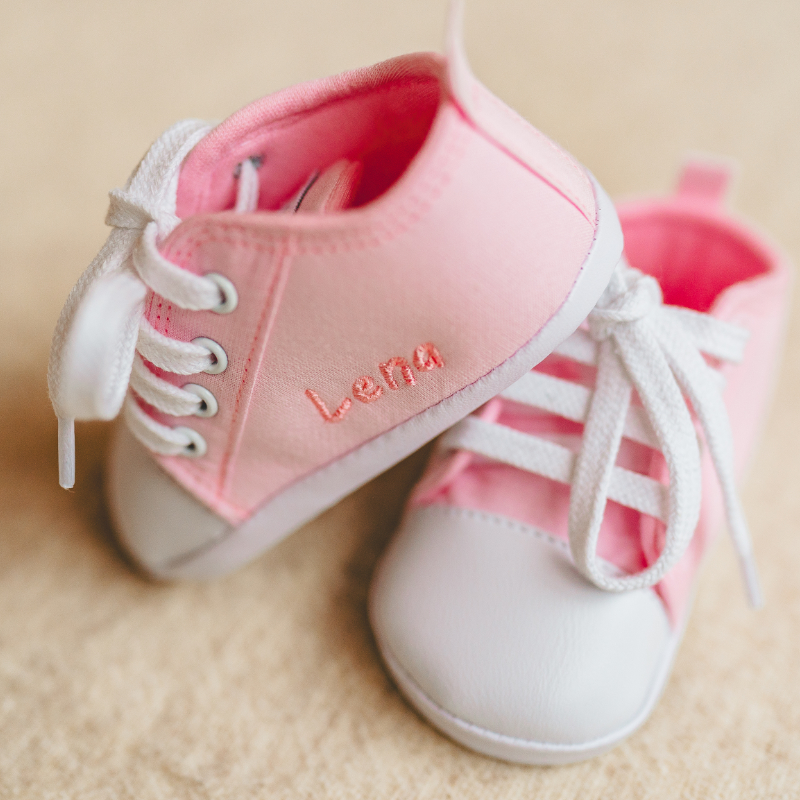 Puppe, Baby Schuh, Sneaker, Ledertextil, Rosa