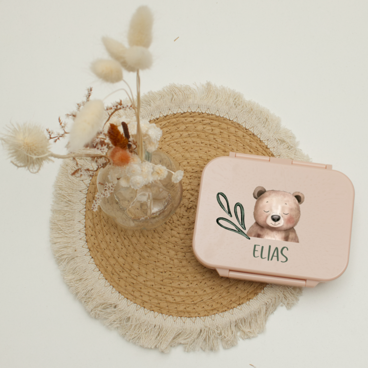 Kinderbrotdose, Lunchbox, Teddy, Pale pink, Personalisierte Verpackung