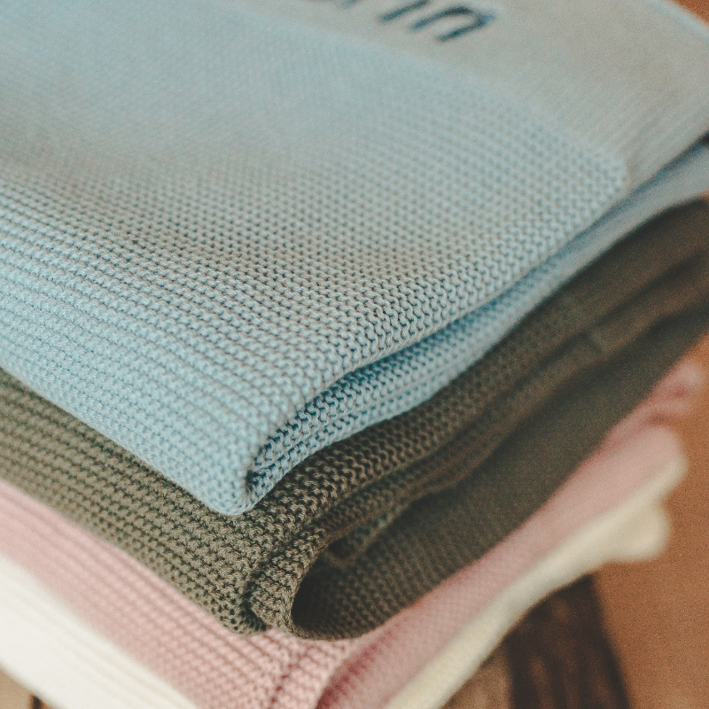 textured fabric, knitted fabric, folded cloth, blue fabric, pile of textiles