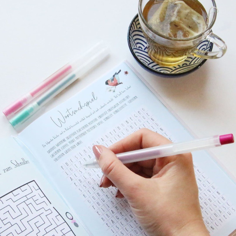 Puzzle, BIO tea, Kaffee, Stift, Arbeitsblatt