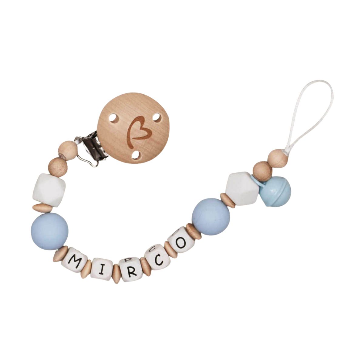 Schnullerkette, Perlenkette, Holzperlen, Buchstabenperlen, Baby-Accessoire