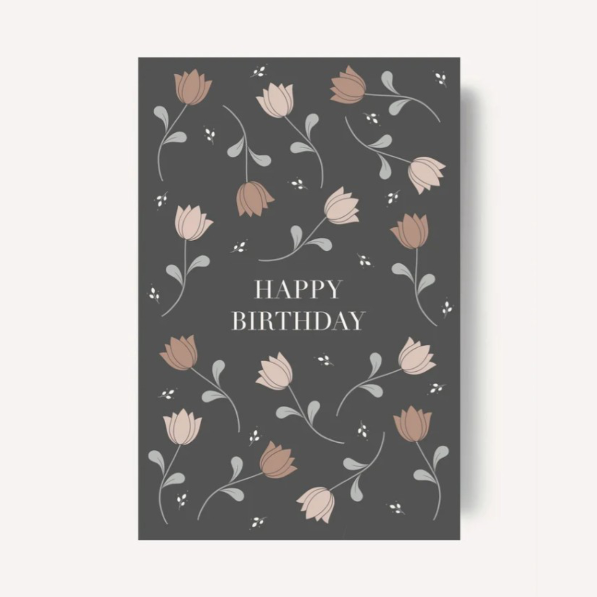 karte, geburtstag, blumen, design, grau