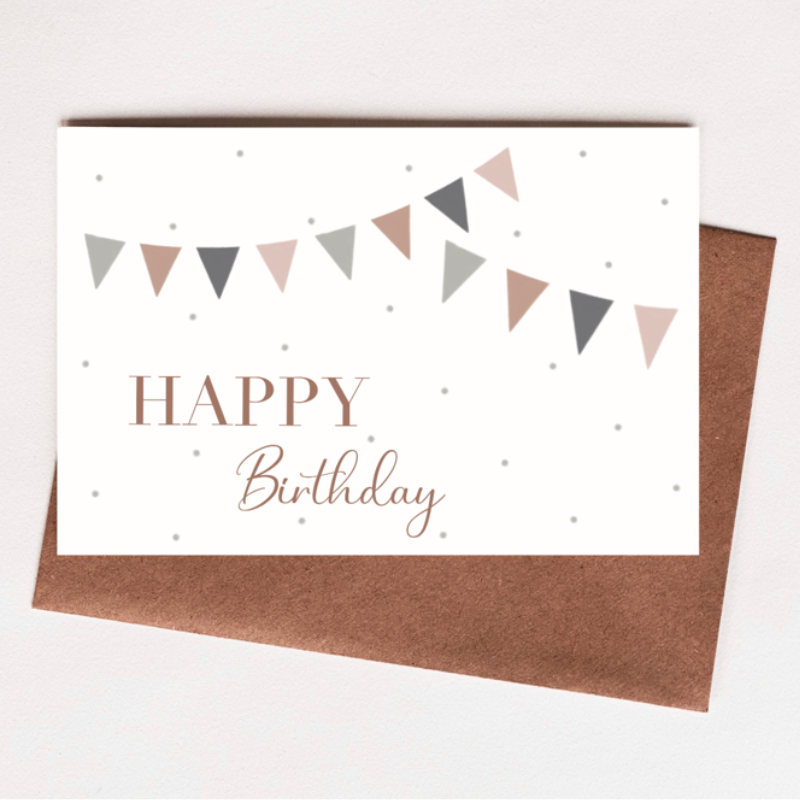 Karte, Geburtstag, Girlanden, Pastellfarben, Punkte