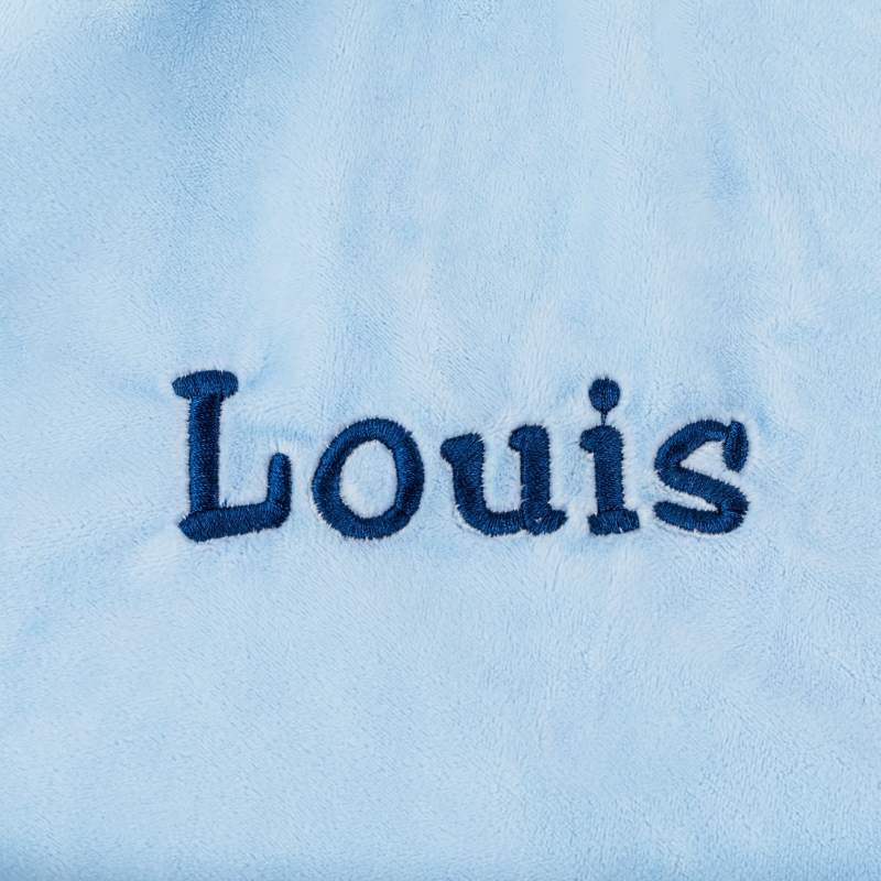 logo, Louis, text, embroidered, blaues Gewebe