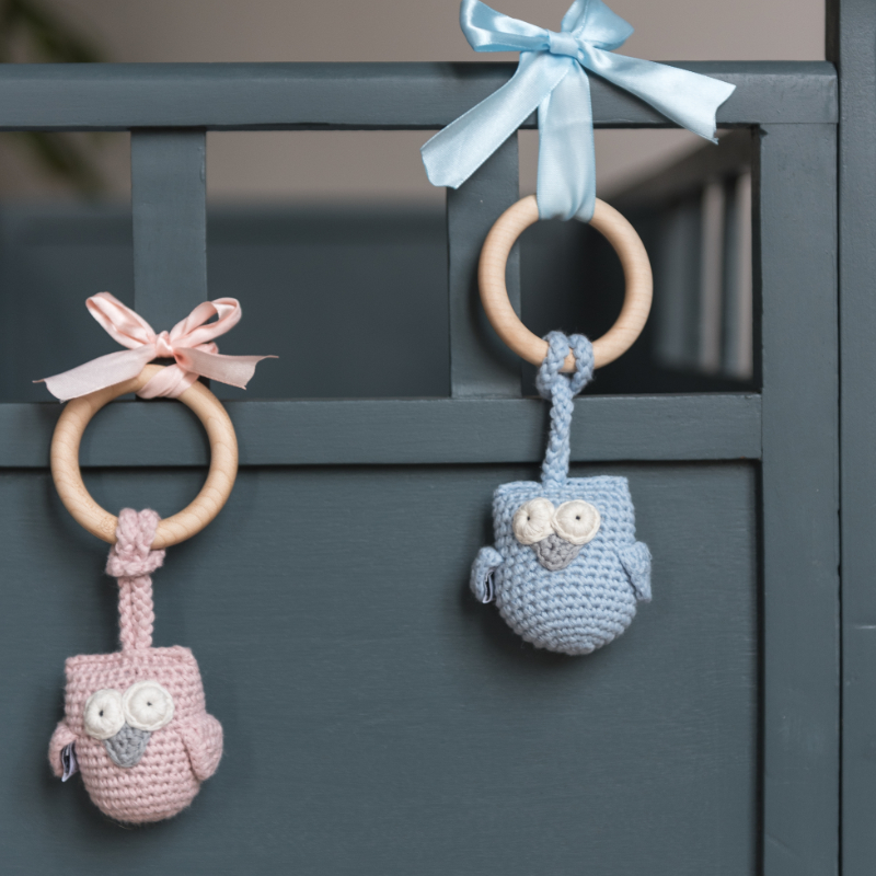 Häkel-Eule, gehäkelter Schlüsselanhänger, Ringschmuckhalter, rosa Schlüsselanhänger, blaue Eule