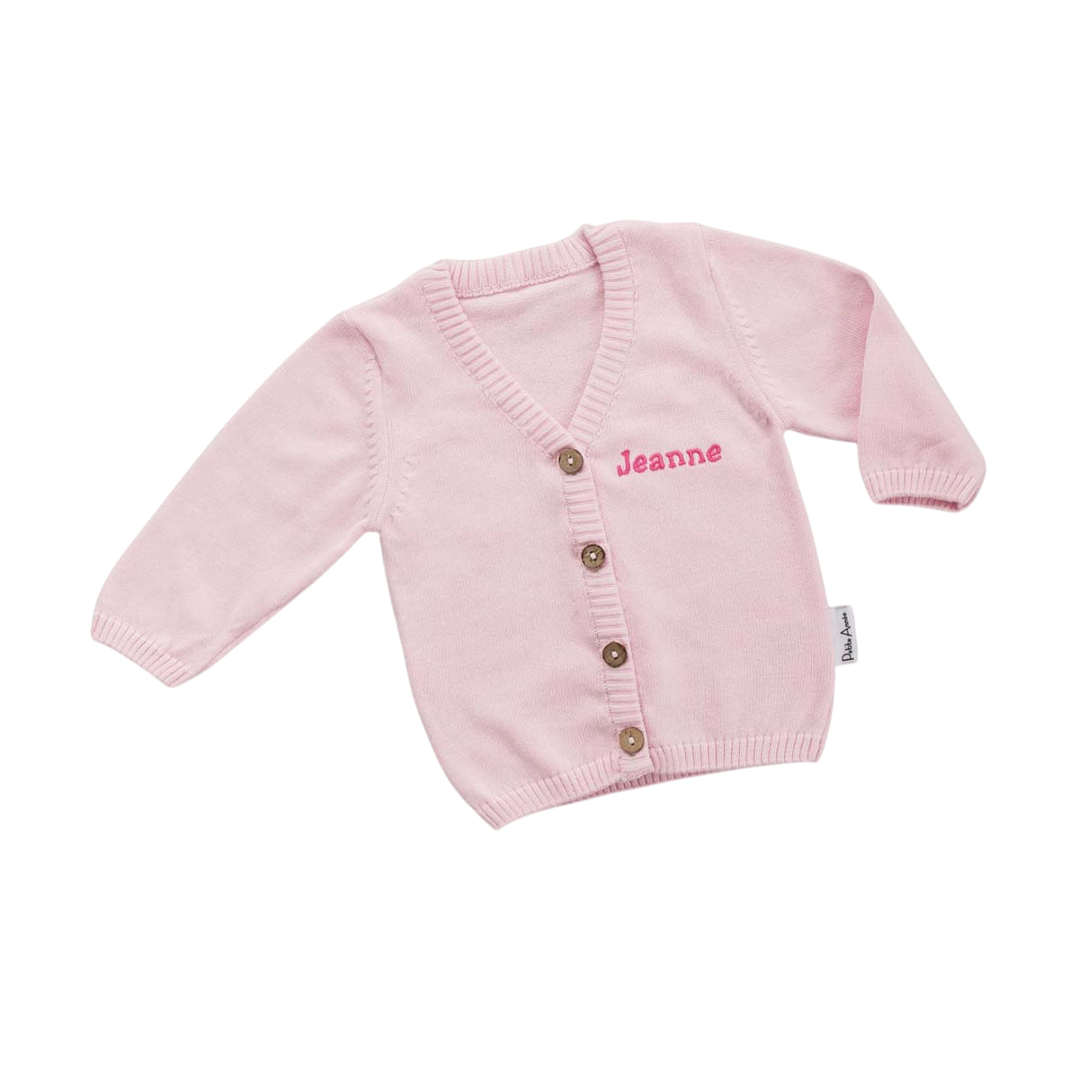 Baby-Cardigan, Rosa Cardigan, Gestrickte Jacke, Langarm, Personalisierter Name