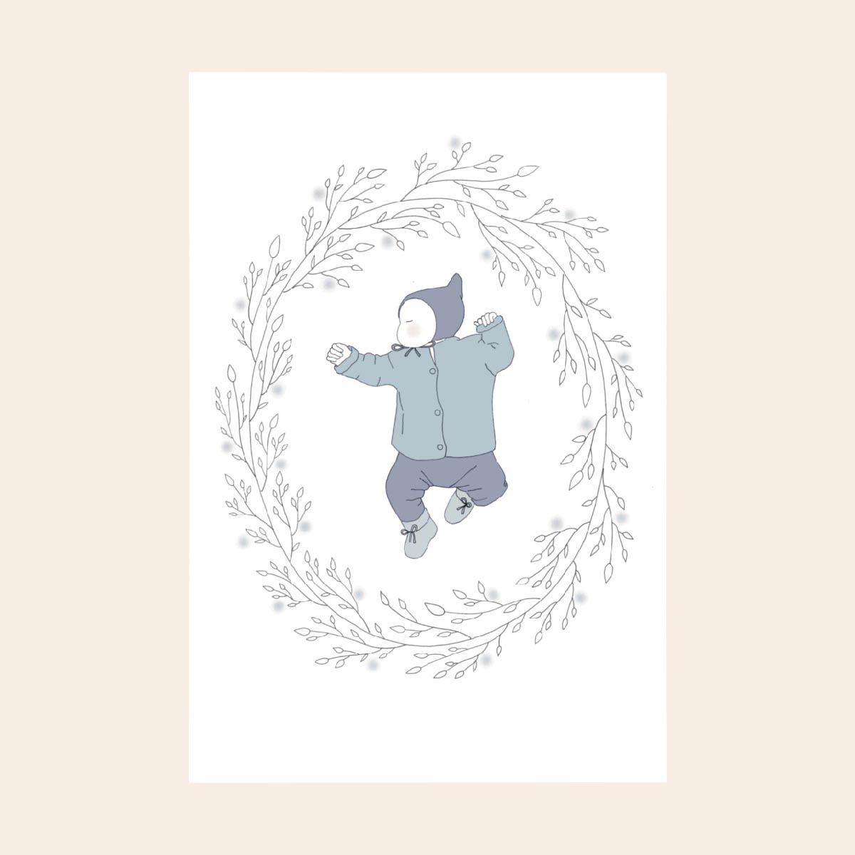 Baby, Poster, Kinderzimmer, Winter, Blütenkranz