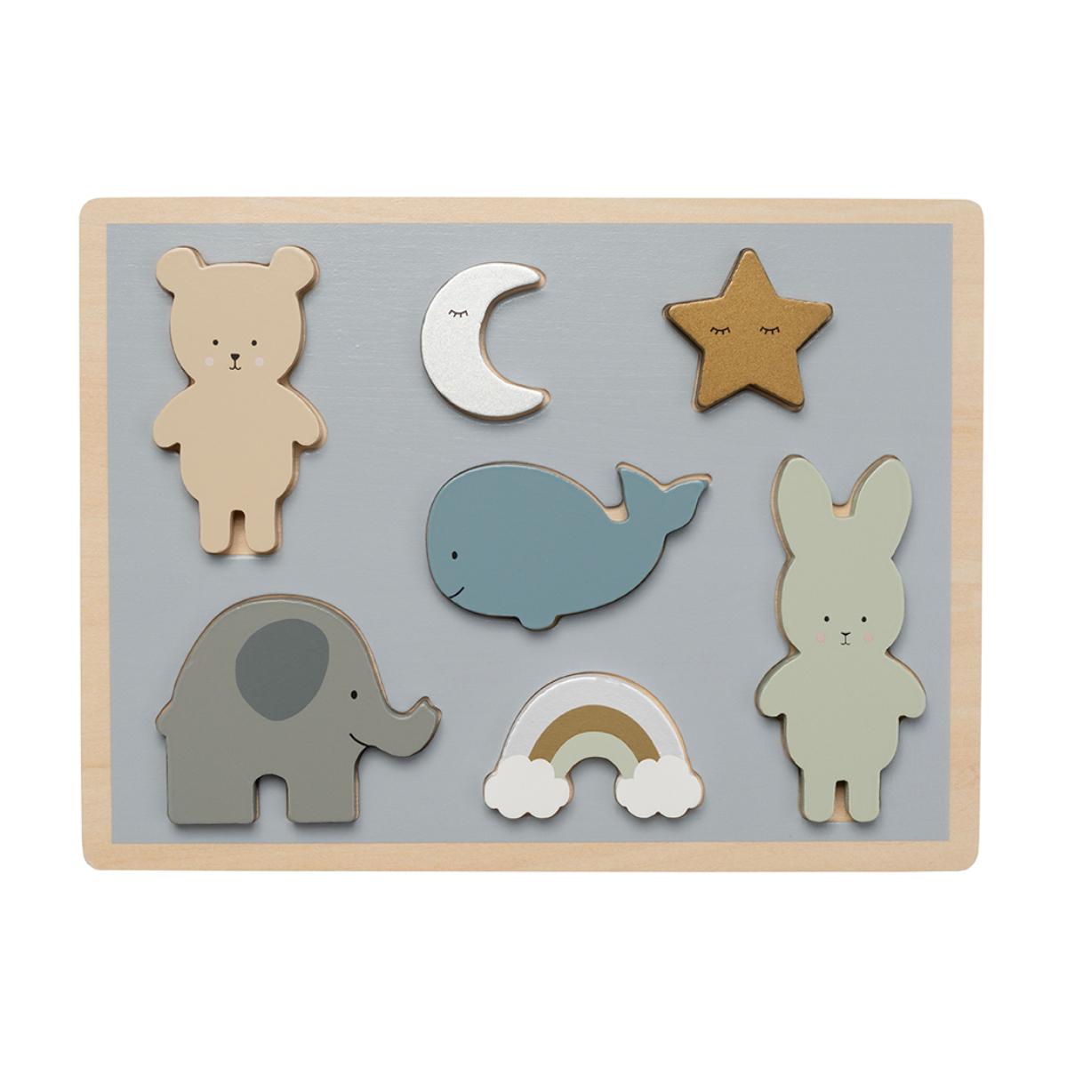 Holzpuzzle, Tier-Formen, Waldtiere, Monochromatisch, Puzzleteile