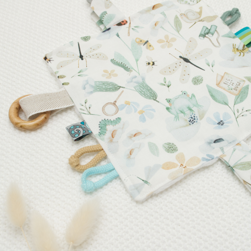 Baby-Spielzeug, Weiches Buch,  Stoffspielmatte, Pastellmuster, Schlaufenanhänger