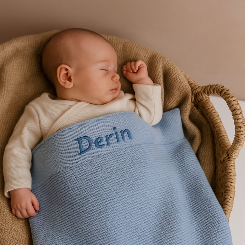 baby, baby blanket, blue blanket, sleeping baby, nursery item