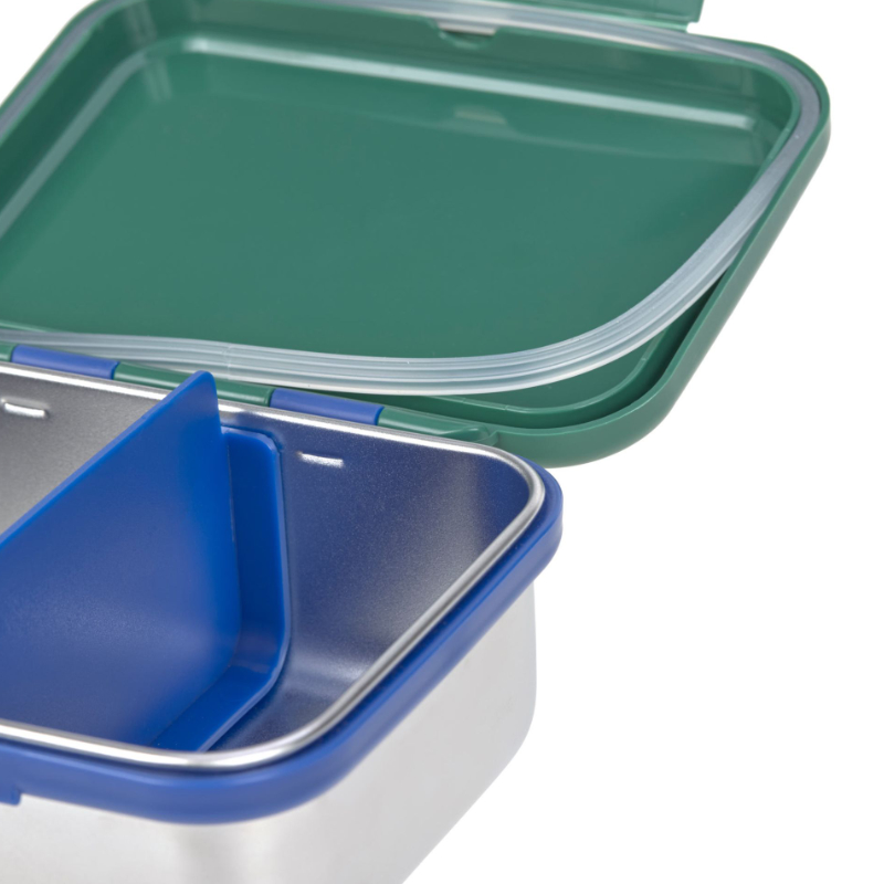 Lunchbox, geteilt, Metall, Blau, Grün, Zweifarbig, Behälter, Edelstahl, Schnappdeckel