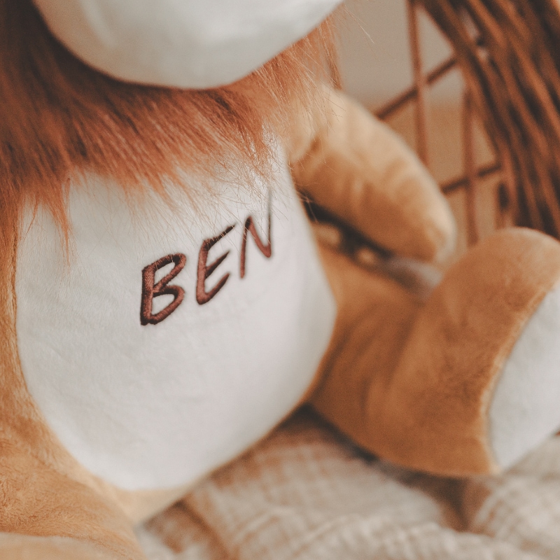 Plushie, Samtiges Stofftier, Beige Braun, Kuscheltier mit Schrift, Niedliches Plüschtier