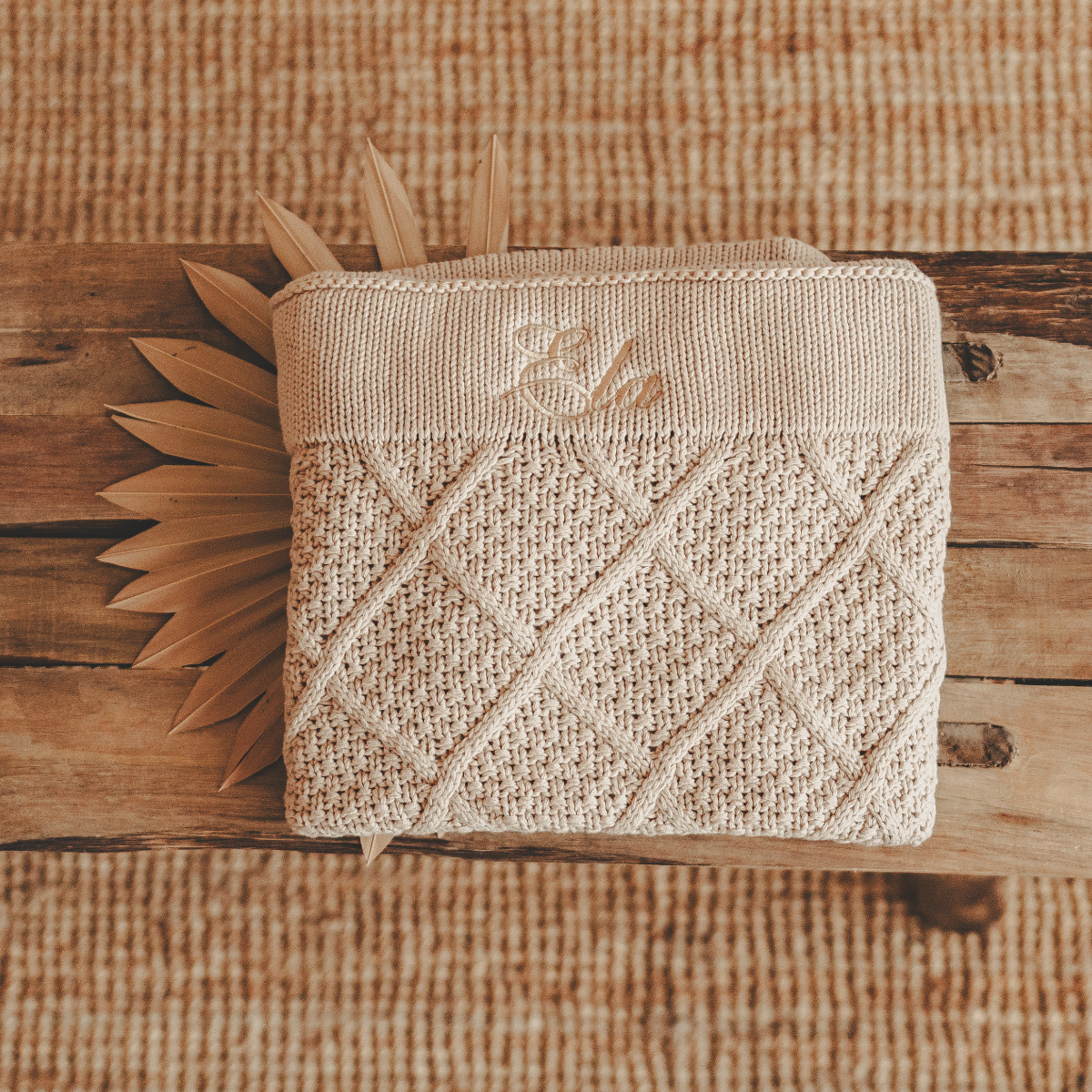 Hammam-Tasche, Gewebt, Beige, Geometrisches Muster, Reißverschluss