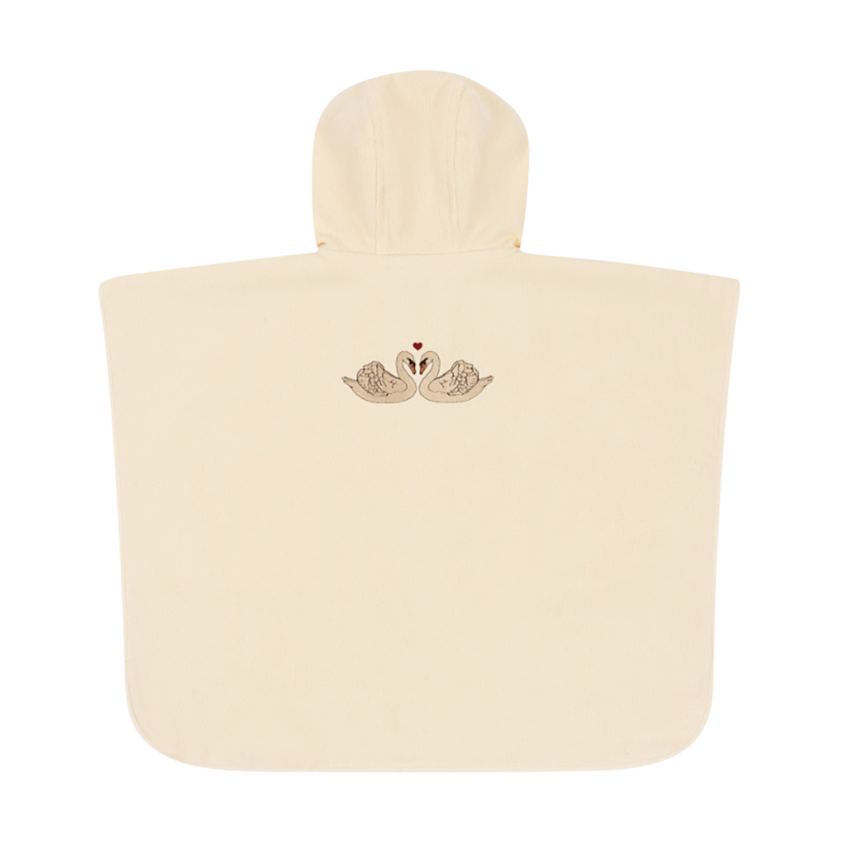 Hooded towel, Kids towel, Swan motif, Cream color, Embroidery
