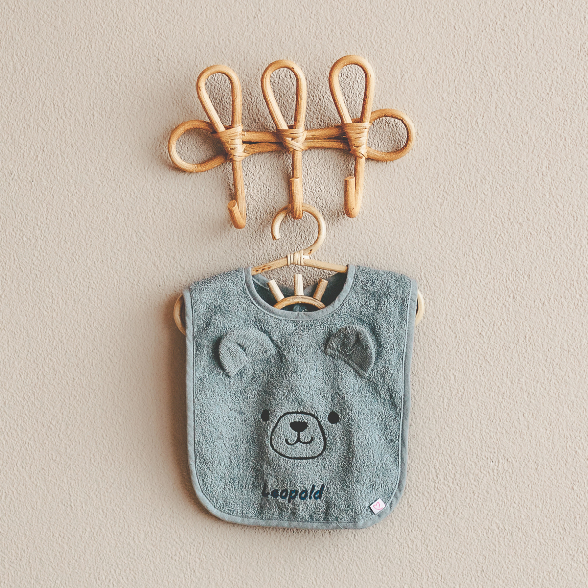 Baby bib, Bärengesicht, Blau-grau, Handtuchartig, Kleinkind-Zubehör