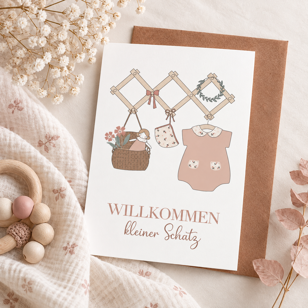 Babykarte, Willkommen, kleiner Schatz, Babygeschenk, Deko