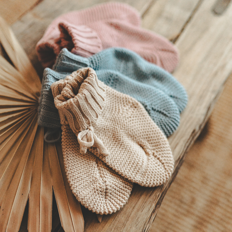 Socken, Baby-Socken, Strick, Beige, Pastell