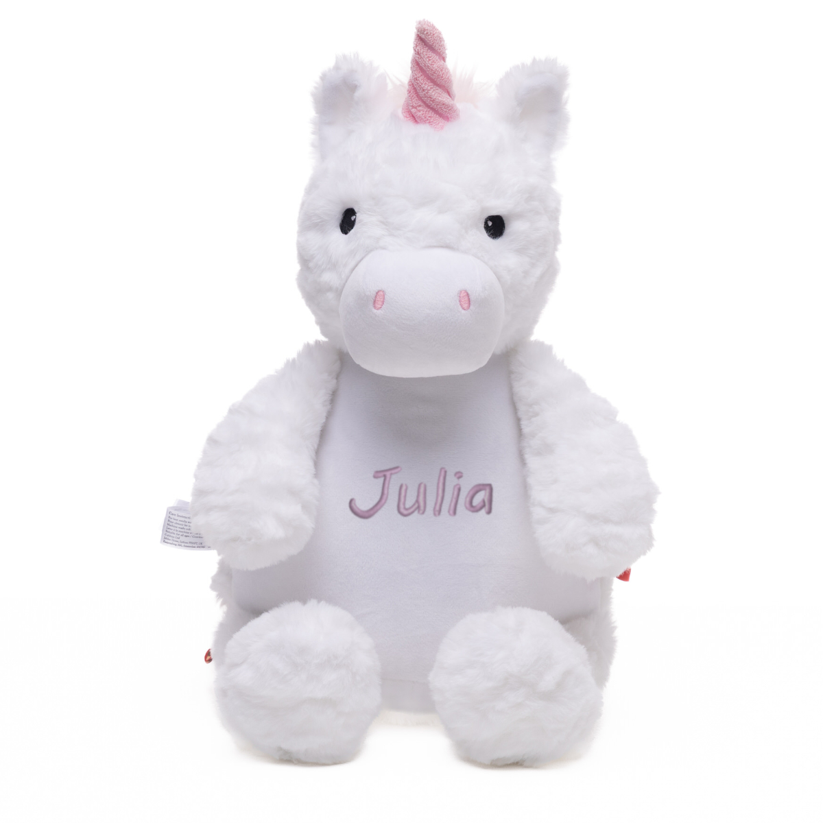 Plüschtier, Einhorn, Weiß, Name Julia, kuschelweich