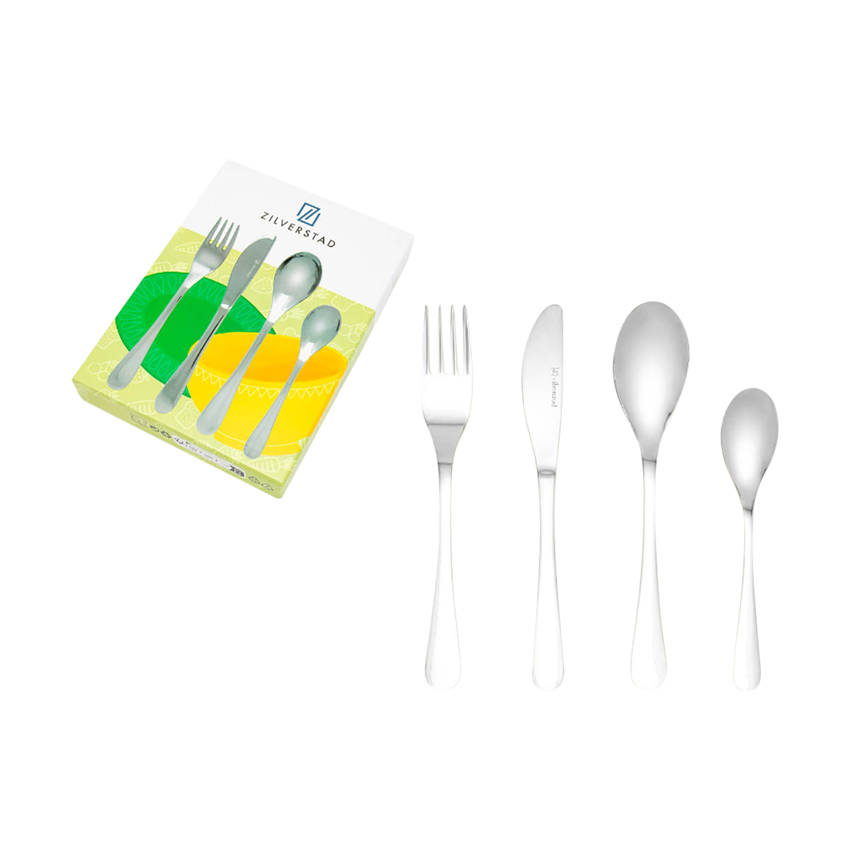 Gabelset, Besteck, Stahl, Spork-Set, 4-teiliges Set