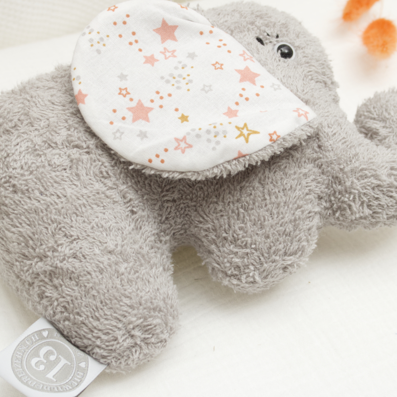 plüsch, teddy, greifspielzeug, sternchen-muster, grau